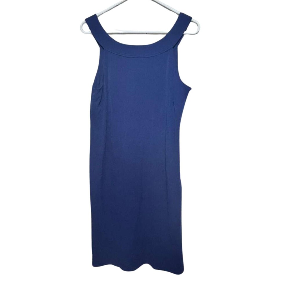 Lauren Ralph Lauren Dress Women Size 12 Blue Shift Sleeveless Midi